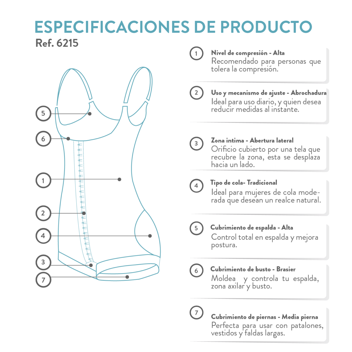 Faja colombiana con brasier incluido moldea tu cuerpo con tres niveles de broches al frente para facilitar la colocación. Ideal para uso postquirúrgico.