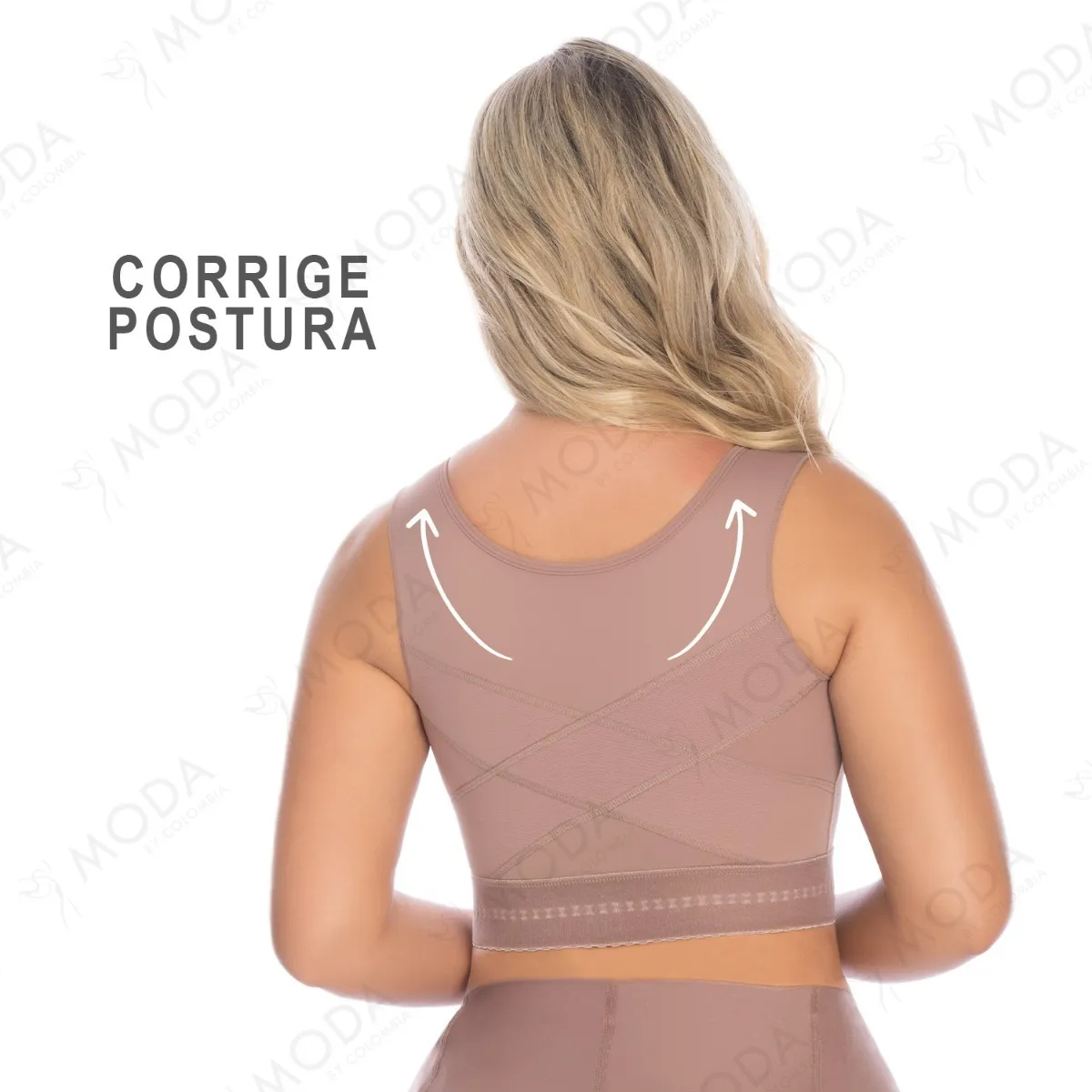 Brasier postoperatorio colombiano, que ayuda a tu postura y moldea tu torso superior. De alto cubrimiento en la espalda y costados.