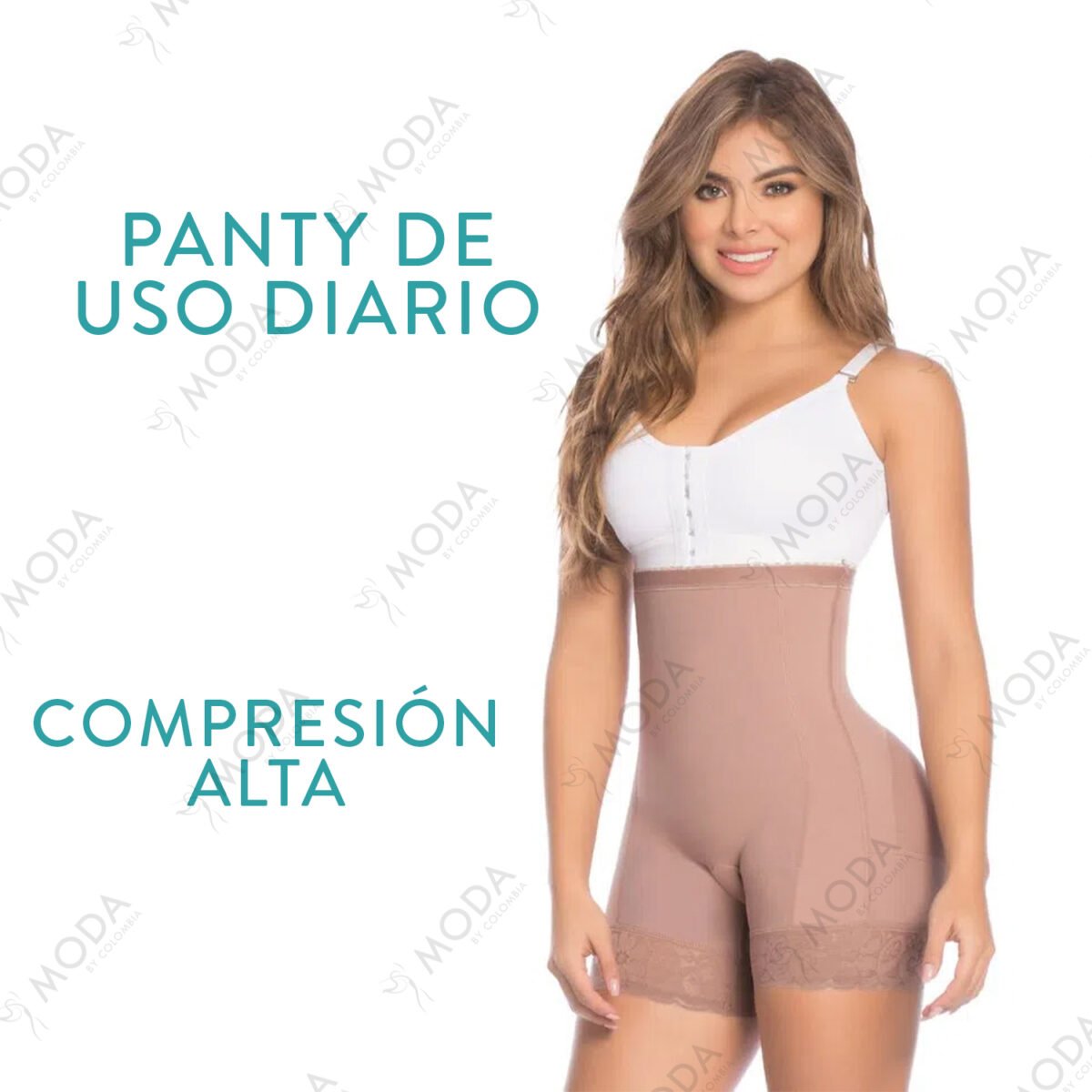 Con la faja colombiana panty alto con moldeo podrás lucir cualquier prenda ajustada de tu preferencia. Ideal para usar con vestidos, shorts o leggins.